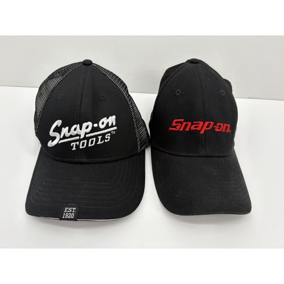 Other - LOT OF 2 - Snap On Tools Black Adjustable Snapback & Flex Fit Baseball Hats Cap
